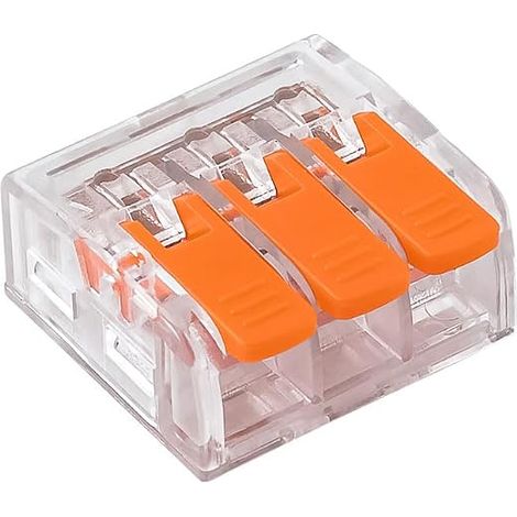 Kit de 50 Connecteurs Électriques à Levier, Bloc de Jonction Compact Inline, Boîtier PA/PC Ignifugé, pour Câbles Fil Rigide/Strandé pour Circuit Domestique, Modèle CMK66 0.2-6mm² 600V 41A (3 Broches) (1/5)