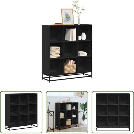 Rangement de livres - Bibliothèque noir 97,5x33x107,5 cm bois d'ingénierie et métal (1/5)