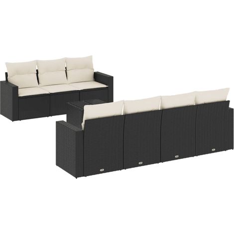 vidaXL Set Divani da Giardino con Cuscini 8 pz Nero in Polyrattan (1/5)
