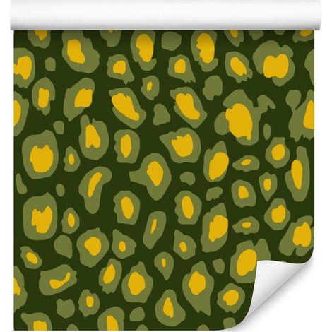 Papier peint motif cuir vert, olive et jaune pour salon et chambre 50x1000 cm (1/5)