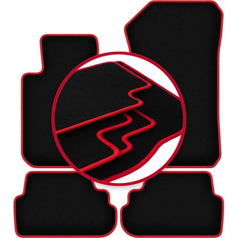Alfombrillas de terciopelo con borde rojo para: BMW Serie 1 E81 hatchback (2004-2011) (1/5)