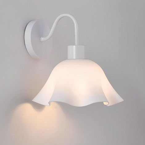 Applique Murale Moderne à Fleurs Blanches avec Abat-Jour en Acrylique, luminaire d'intérieur câblé, idéal pour Une Chambre, Un Salon, Un Couloir, Une Salle de Bain ou Une Coiffeuse (1/4)