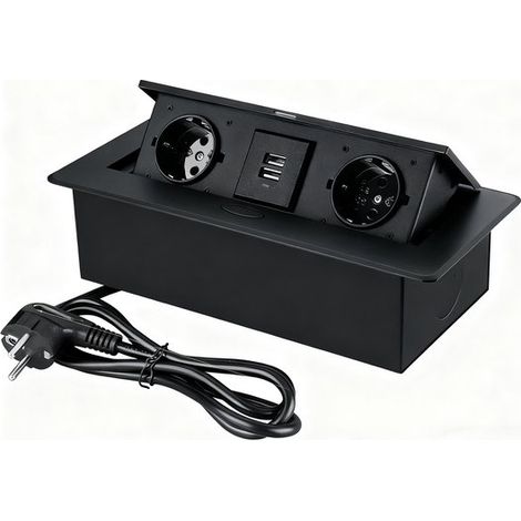 Multipresa con porta USB. Presa USB integrata. Multipresa a scomparsa e pieghevole per tavolo/scrivania con 2 prese e 2 (1/5)