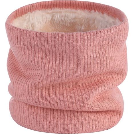 Cache-cou, écharpe chauffe-cou d'hiver, coupe-vent, élastique, doublure en maille douce et épaisse, 21 x 24 cm, rose (1/5)