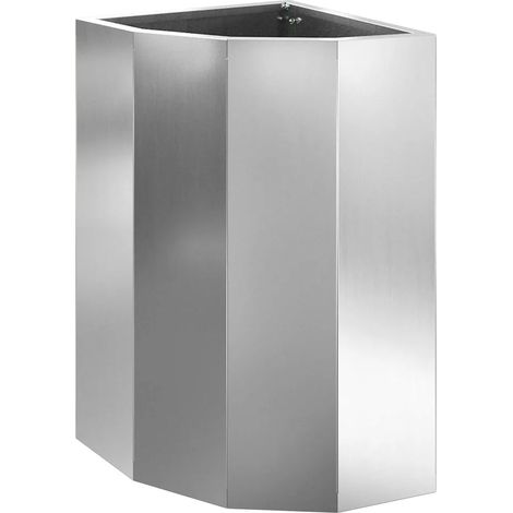 Fioriera angolare moderna ed essenziale da esterno 30 x 30 x 50 cm in acciaio zincato argento 020052920