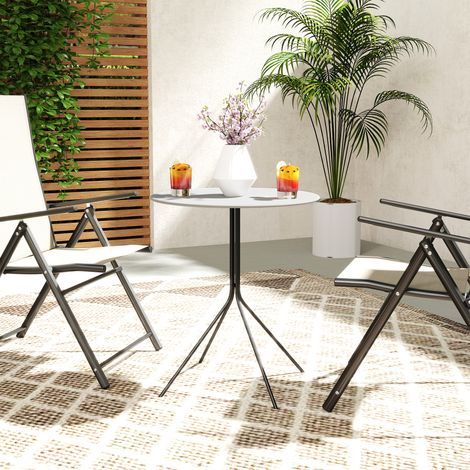 Table de jardin ronde Ø 60 cm. table de terrasse cadre en acier. pour intérieur et extérieur. gris foncé