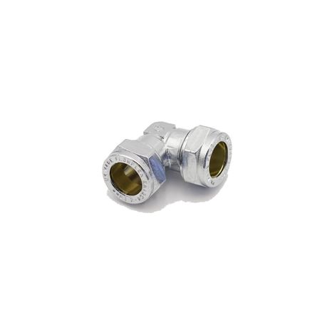 PrimaPlus Chrome Compression Elbow 15mm - Pack of 10 Brass Fittings (1/2)