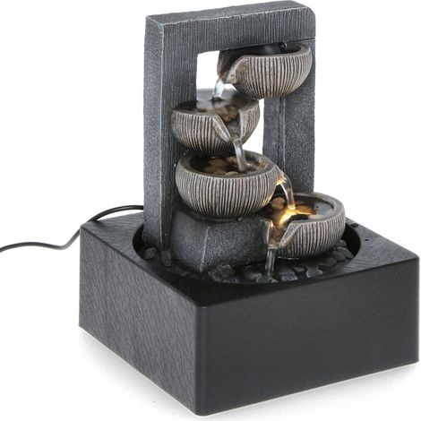 Statuetta Fontana Quiet con led, in poliresina e plastica, decorazione per interno -Fontana con vasi (1/4)