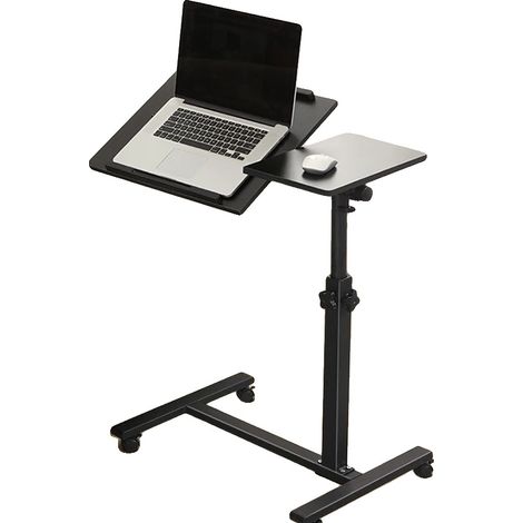 Escritorio para ordenador ajustable, altura regulable, diseño móvil, color negro. (1/2)