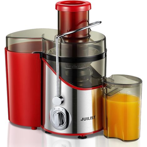 Centrifugeuse Extracteur de Jus, 400W Centrifugeuse Fruits et Legumes 65 MM Large Bouche, 3 Vitesses, Pieds Antidérapants, Brosse de Nettoyage Incluse, Facile à Nettoyer, Sans BPA (rouge) (1/5)