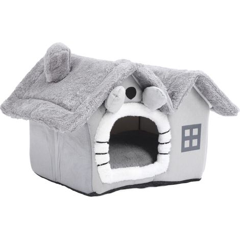 Cute foldable and detachable cat house made of soft fabric, breathable sponge, large space, indoor bed cave, bedroom S (pets under 7.7 lbs)
