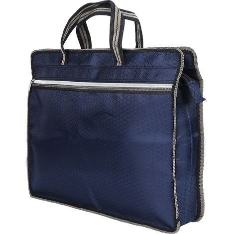 Pochette de classement portable imperméable en tissu Oxford avec fermeture éclair, idéale pour les réunions d'affaires (bleue) (1/5)