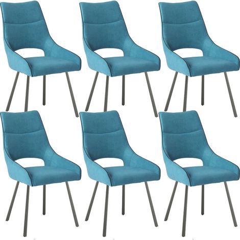 AMADO - Lot de 6 Chaises Tissu Coloris Bleu (1/3)