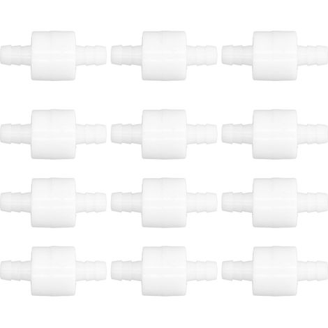 Lot de 12 clapets anti-retour unidirectionnels PE résistant chaleur corrosion pour industrie 8mm/0.31in blanc (1/5)