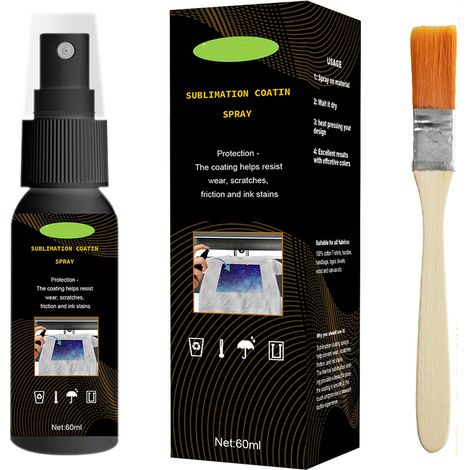 Spray de sublimation 60 ml pour t-shirts en coton, sweats à capuche, serviettes et toiles. Sublimation facile et séchage rapide. (1/5)