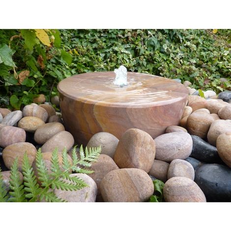 Rainbow Sandstone Mill Wheel Outdoor Water Feature - 38cm Dia x 12cm H