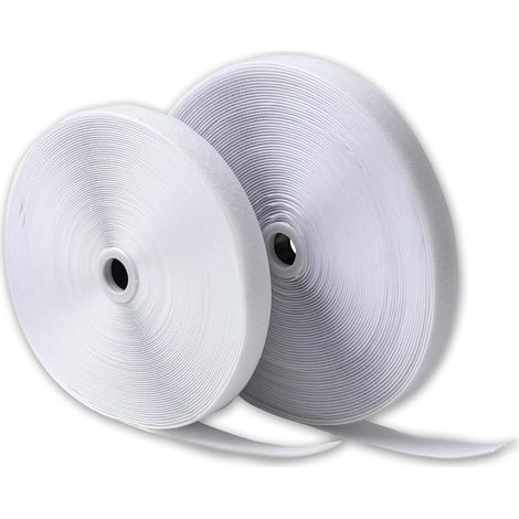 Ruban à Coudre 20 mm Blanc - [ 25 Mètres de Longueur ] – Bande Auto-Agrippante à Déchirer à Couture – Extra Fort pour Ameublement, Maison, Vêtements – Corde Crochet et Boucle (1/5)