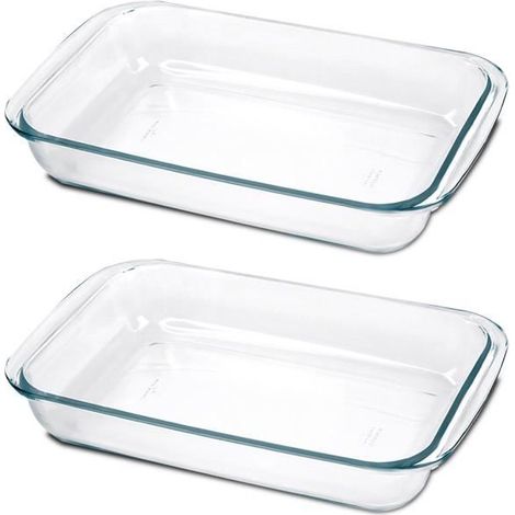 Lot de 2 plat à four, plat à gratin,moule de cuisson, capacité 2.9 L - Longueur 39.4 x Profondeur 23.9 x Hauteur 5.1 cm (1/3)