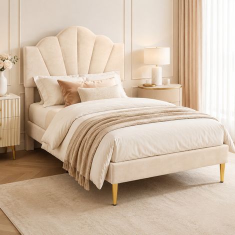 MEUBLIV Struttura letto 90x200 cm beige – testiera regolabile, senza materasso (1/5)