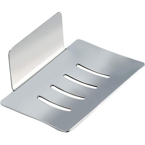 DEESSE SHOP - Porte-savon, plateau en acier inoxydable 3M autocollant finition chromée douche évier barre savon porte-éponge (1/5)