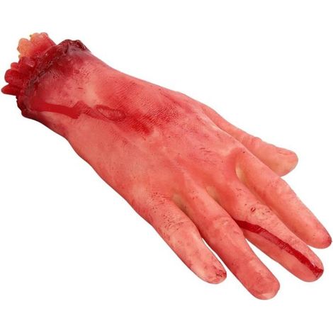 Fausse Main Coupée - SIROCO - 20cm - Plastique Réaliste - Décoration Halloween - Rouge