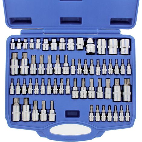 Juego de vasos y puntas torx, torx inviolables y torx plus 1/4", 3/8", 1/2", 60 piezas (1/4)