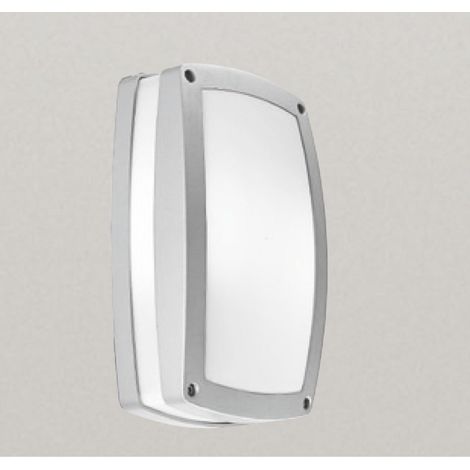 Applique gea led ura q ges303 ges301 led ip54 lampada soffitto parete rettangolare moderna alluminio e27, finitura metallo grigio-alluminio