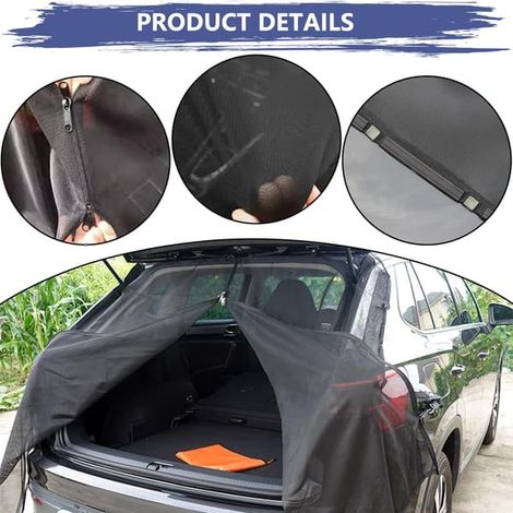 Moustiquaire de hayon de voiture 162 x 150 cm, moustiquaire magnétique pour coffre de voiture, assurant ventilation et protection contre les insectes en camping