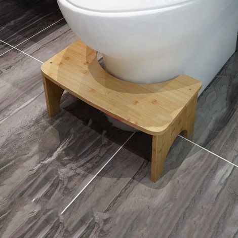 1 tabouret de toilette en bambou, hauteur ergonomique 16,5 cm, support stable pour salle de bain et WC (1/4)