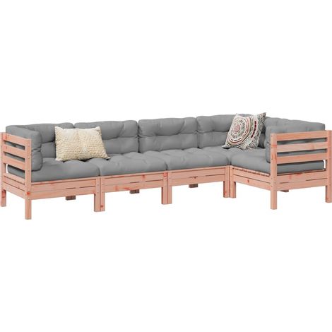 5-tlg. Garten-Sofagarnitur mit Kissen Massivholz Douglasie (1/5)