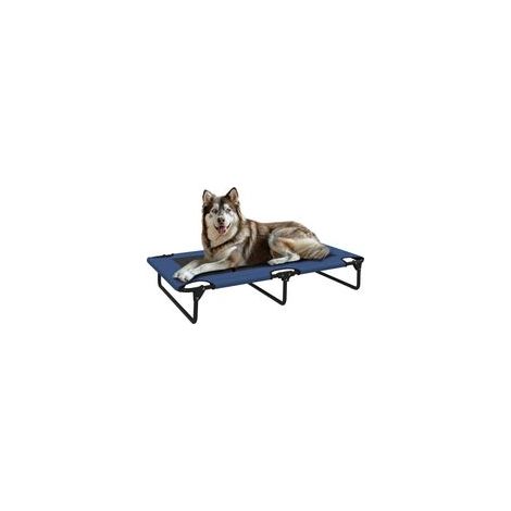 Lit surélevé pour chiens pliable rafraîchissant, lit de camp pour animaux en maille respirante 107x61x20cm bleu foncé