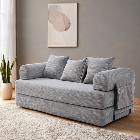 Canapé modulable 508 cm gris clair avec 3 coussins et rangements (1/5)