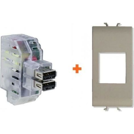 Keystone caricatore doppia presa USB 2,4 A compatibile Gewiss Chorus bianca