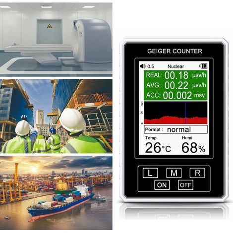 Dosimètre professionnel Geiger compteur radiations nucléaires détecteur rapide blanc avec mesure température humidité portable (1/5)