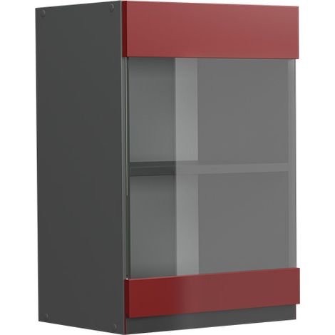 Küchenglasschrank R-Line, Rot, 40 cm J-Shape, Vicco