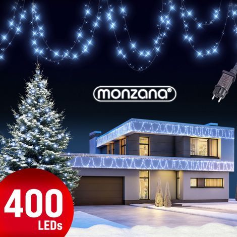 Monzana Guirlande lumineuse 200/400/600 LED illumination intérieur extérieur guirlande de Noël éclairage décoration 40m kaltweiß - schwarzes Kabel (de) (1/5)