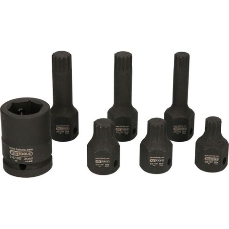 KS Tools 1/2 Spezial-Kraft-Bit-Stecknuss-Satz Vielzahn, 7-tlg. M14-M18