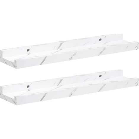 Étagère Murale avec étagère 2 pcs Étagères flottantes Marbre blanc 40 x 9 x 3 cm (1/5)