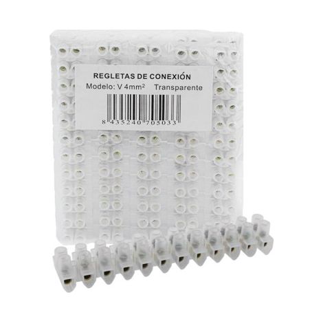 Regleta Conexiones 4mm Poliamida Blanco Tornillo Pack 10 Uds (1/4)