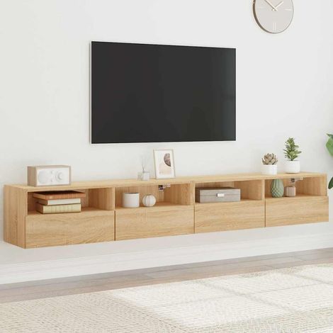 vidaXL Meubles TV muraux 2pcs chêne sonoma 100x30x30cm bois ingénierie (1/5)