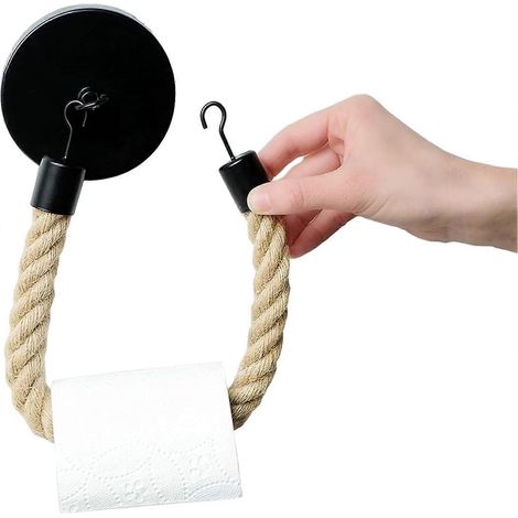 Retro-Toilettenpapierhalter aus Hanfseil zur Wandmontage – ohne Bohren – Badezimmerdeko – Badezimmeraufbewahrungsaccessoires (1/5)