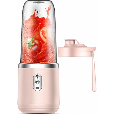 Blender Portable Rechargeable Rose, Gobelet Individuel avec Couvercle, 6 Lames, pour Jus et Smoothies (1/5)