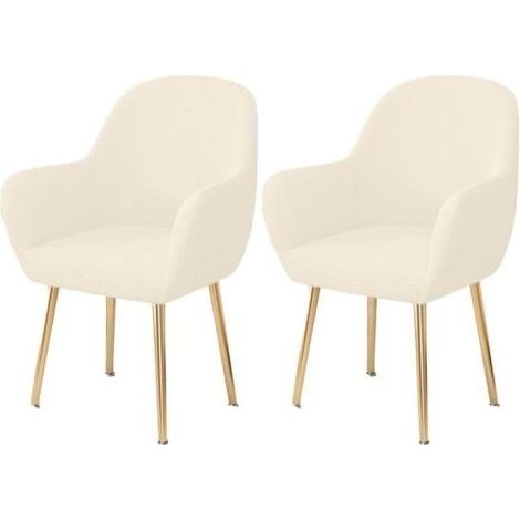 Housse de chaise élastique avec accoudoirs, amovible, lavable, en élasthanne doux, pour chaise de bureau – Beige – 2 pièces (1/4)