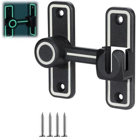 Illuminated Sliding Door Lock, 90/180° Sliding Door Lock, No Hole, Sliding Door Latch with Screws and Mounting Accessories, for Bedroom, Bathroom, Kitchen (1/5)