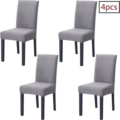 Ensemble de 4 housses de chaise, dossier haut, tissu extensible, polyester élasthanne, salle à manger mariage (1/5)