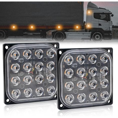 Quadratische bernsteinfarbene LED-Markierungsleuchten, ultradünne Anhänger-Seitenleuchten, 12 V, 24 V, LED-Rückleuchten, Warnblinkleuchte, Signalanzeige für Fahrzeug-LKW-Anhänger (1/5)