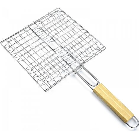 Ensemble de paniers à griller, panier à griller en acier inoxydable, grand panier à griller pliable avec poignée (1/5)