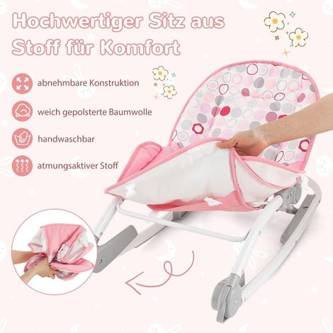 Pour apaiser et installer bébé, transat pliable avec dossier 3 positions, siège fixe ou à bascule (1/5)