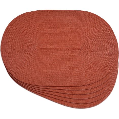 Lot de 6 sets de table ovales tressés, antidérapants, lavables, résistants à la chaleur, pour salle à manger, cuisine, fête, décoration quotidienne (orange uni, 6)'Orange Uni 6 pcs'Orange Uni'6 pcs (1/5)