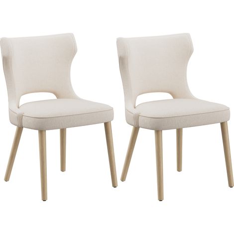COLAMY Chaise - Lot de 2 Chaises de Salle à Manger - Style Vintage Chic à Dossier Haut, Assise Confortable et Structure en Bois Robuste-beige (1/5)